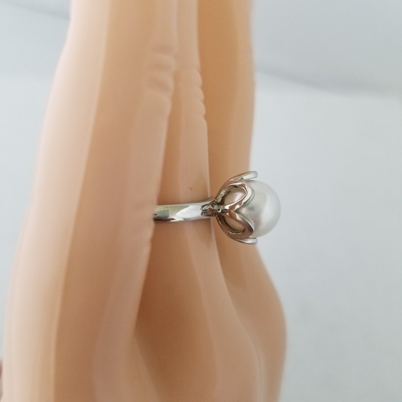 18k Over Sterling Pearl Ring - Picture 7 of 7
